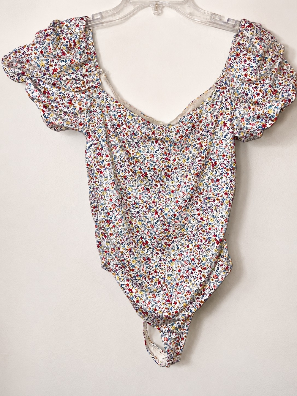 Free People Intimately Floral Puff Sleeve Bodysuit Size Medium